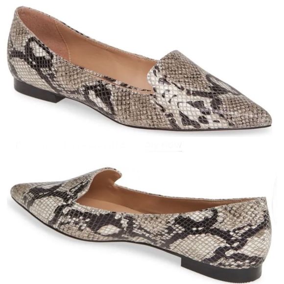 Paolo Shoes - Linea Paolo Portia Loafer Black, White, Taupe Snakeskin Print Size 7.5